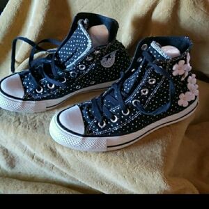 Converse Blavk/White Polka Dot High-Top Sneakers
